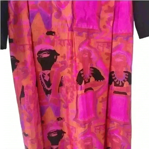 Vintage 1960'S Gumps San Francisco Gibson Bayh Silk Tribal Empire Waist Maxi M/L - Picture 4 of 13